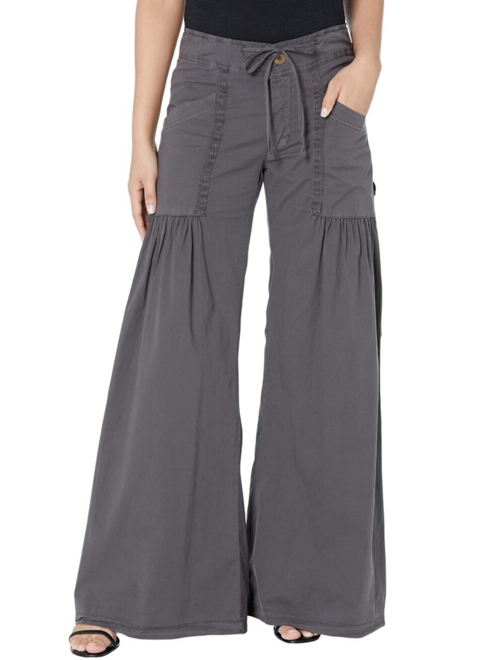 XCVI Womens L Wide Leg Stretch Poplin Pants